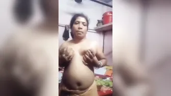 Naughty Aunty Flashing Her Big Natural Tits Outdoors