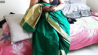 Green Saree Aunty Fucking Neighbor While Watching Porn Moaning