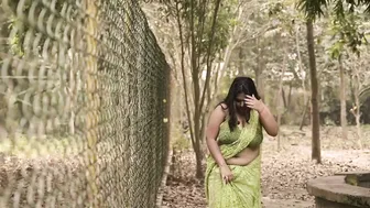 Watching Her Flaunt Deep Cleavage Outdoors In Tight Saree