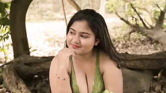 Watching Her Flaunt Deep Cleavage Outdoors In Tight Saree