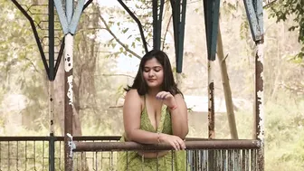 Watching Her Flaunt Deep Cleavage Outdoors In Tight Saree