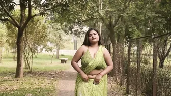 Watching Her Flaunt Deep Cleavage Outdoors In Tight Saree