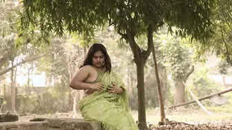 Watching Her Flaunt Deep Cleavage Outdoors In Tight Saree