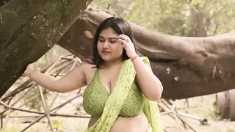 Watching Her Flaunt Deep Cleavage Outdoors In Tight Saree