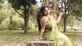 Watching Her Flaunt Deep Cleavage Outdoors In Tight Saree