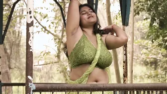Watching Her Flaunt Deep Cleavage Outdoors In Tight Saree