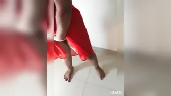 Busty Red Saree Aunty Getting Her Big Natural Tits Squeezed