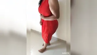 Busty Red Saree Aunty Getting Her Big Natural Tits Squeezed