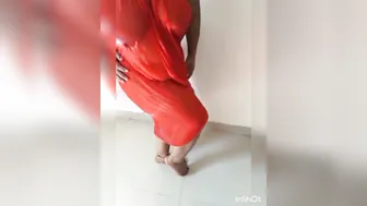 Busty Red Saree Aunty Getting Her Big Natural Tits Squeezed