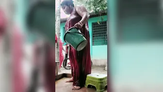Bengali Village Milf Bathing Outdoors Caught On Hidden Cam