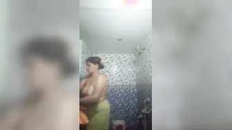 Curvy Aunty Soaping Her Thick Body In The Shower