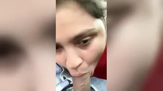 Slutty Aunty Giving Messy Blowjob In Car With Boyfriend