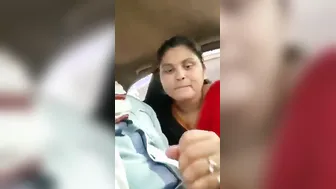 Slutty Aunty Giving Messy Blowjob In Car With Boyfriend