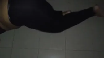 Hot Desi Aunty Working Out Showing Off Her Thick Round Ass