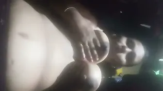 Showing Off My Mature Aunty's Big Natural Tits On Camera