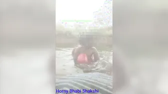 Village Milf Bathing Topless Outdoors Caught On Hidden Cam