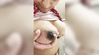 Busty Babe Squirting Milk From Her Huge Tits In Bathroom