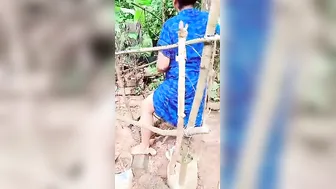 Desi Aunty Bending Over Doing Garden Work Flashing Everything