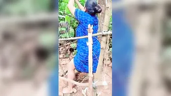 Desi Aunty Bending Over Doing Garden Work Flashing Everything