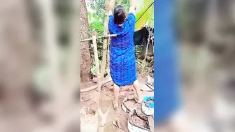 Desi Aunty Bending Over Doing Garden Work Flashing Everything