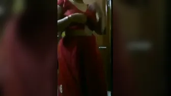 Married Woman Slowly Removing Her Saree For The Camera Now