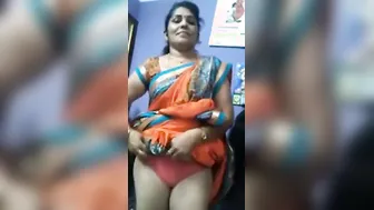 Tamil Aunty Lifting Her Saree Showing Off Her Wet Pussy