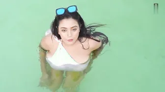Sexy Babe Showing Off Her Body Teasing In Pink Swimsuit