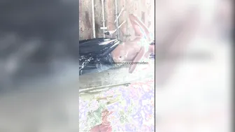 Desi Auntie Bathing Naked Outdoors Caught On Camera Looking Hot