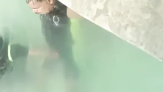 Married Milf Jerking Off Her Man In Public Pool Changing Room