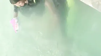 Married Milf Jerking Off Her Man In Public Pool Changing Room