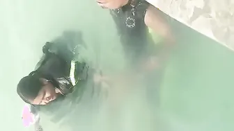 Married Milf Jerking Off Her Man In Public Pool Changing Room