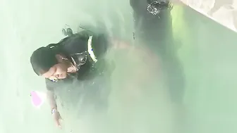 Married Milf Jerking Off Her Man In Public Pool Changing Room