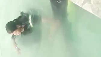 Married Milf Jerking Off Her Man In Public Pool Changing Room