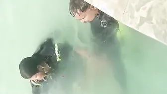 Married Milf Jerking Off Her Man In Public Pool Changing Room