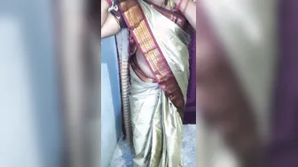 Curvy Bhabhi Undressing Slowly In Traditional Saree At Home