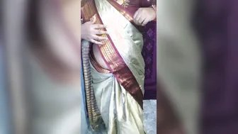 Curvy Bhabhi Undressing Slowly In Traditional Saree At Home