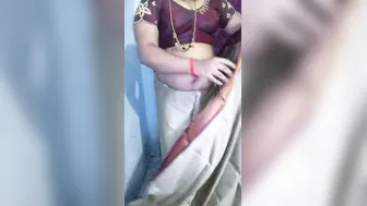 Curvy Bhabhi Undressing Slowly In Traditional Saree At Home