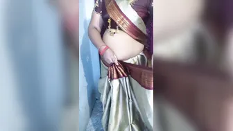 Curvy Bhabhi Undressing Slowly In Traditional Saree At Home