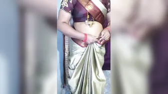 Curvy Bhabhi Undressing Slowly In Traditional Saree At Home