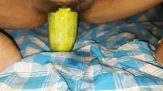 Horny Bhabhi Stuffing Cucumber Deep Inside While Home Alone