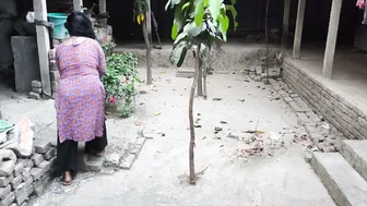 Aunty Cleaning Yard Gets Ass Fucked Hard From Behind Outdoor