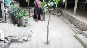 Aunty Cleaning Yard Gets Ass Fucked Hard From Behind Outdoor