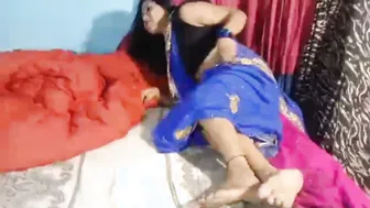 Bengali Wifey Wearing Blue Saree Sucking And Riding My Cock