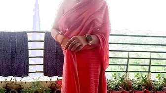 Hot Neighbourhood Bhabhi Stripping Naked On Balcony Flashing All