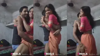 Slim New Bride Standing Chudai Against Kitchen Wall At Home