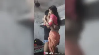 Slim New Bride Standing Chudai Against Kitchen Wall At Home