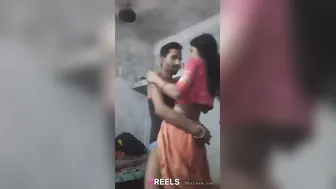 Slim New Bride Standing Chudai Against Kitchen Wall At Home