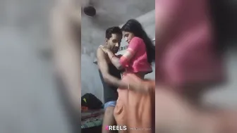 Slim New Bride Standing Chudai Against Kitchen Wall At Home