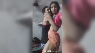 Slim New Bride Standing Chudai Against Kitchen Wall At Home