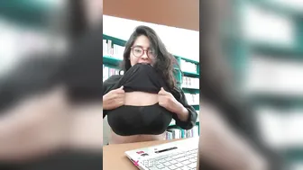 Glasses Desi Babe Flashing Boobs In College Library For Bf